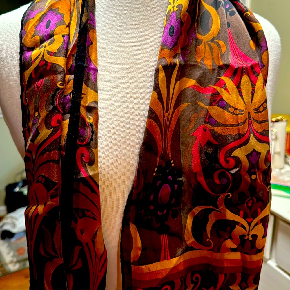 Oscar De La Renta Silk Scarf 55x11 inches